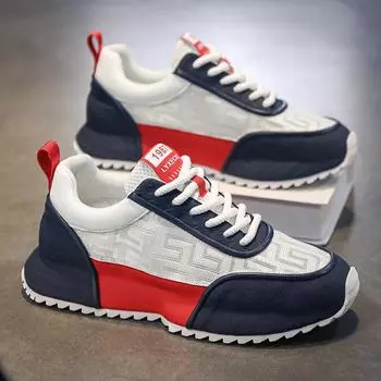 Модная мужская обувь, летняя, новая, сетчатая, дышащая, повседневная обувь Forrest Gump, европейская станция, увеличивающая рост, молодежная, спортивная, модная обувь для пап 39 белый