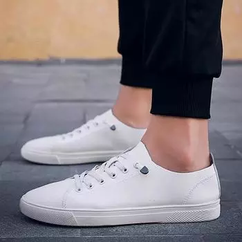 Модная мужская обувь Модная повседневная кожаная обувь для отдыха на природе Нескользящая износостойкая спортивная обувь Удобные балетки белого цвета Повседневная обувь для мужчин 7 белый
