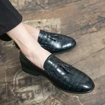 Модная мужская обувь, мужская кожаная обувь, высококачественная лакированная кожа, удобная мужская повседневная обувь для вечеринок, обувь больших размеров 38-47 6 чёрный