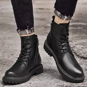 Модная мужская обувь Мужские ботинки Челси Ковбойские пошив из натуральной кожи Повседневные дизайнерские кроссовки на платформе класса люкс для работы Безопасность Кроссовки до щиколотки 38