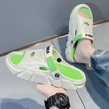 Модная мужская обувь на открытом воздухе, противоскользящие слайдеры на платформе, оригинальная обувь Mascullino, низкая цена, тренд 2024 года, высококачественные модные мужские тапочки из ПВХ 36