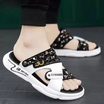 Модная мужская обувь, нескользящие уличные мужские тапочки, летние шлепанцы, тренд 2024 года, оригинальный дизайнер, роскошный стиль, резина, элегантное взрослое развлечение 38