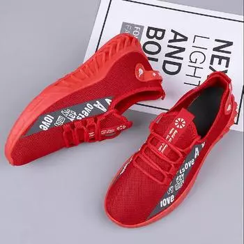 Модная мужская обувь, новая уличная повседневная обувь на весну и осень, дышащая легкая спортивная мужская обувь на мягкой подошве 44 красный