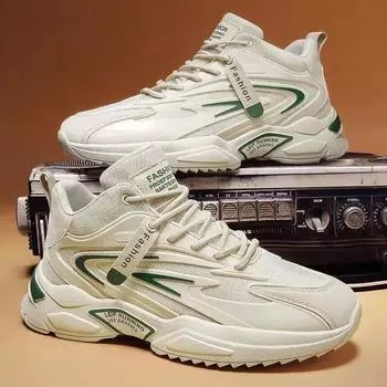 Модная мужская обувь, новинка 2023 года, дышащая повседневная спортивная обувь на одинарной платформе, спортивная обувь на шнуровке и папина обувь 39 чёрный