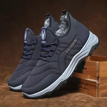 Модная мужская обувь, повседневная, теплые, мужские хлопковые туфли с мехом, роскошные дизайнерские мокасины, кроссовки, мужская обувь для ходьбы Botas Hombre2024 39 чёрный