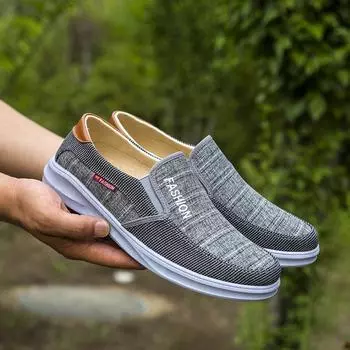 Модная мужская обувь, повседневные джинсовые мужские кроссовки, мокасины, мужские парусиновые туфли, дышащие мягкие туфли на плоской подошве для вождения, мужские повседневные туфли 2024 года, новинка 6.5 серый