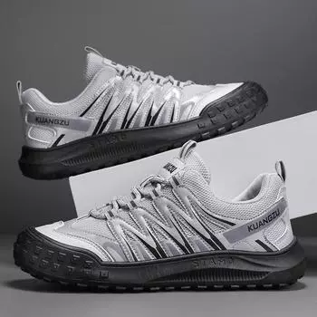 Модная мужская обувь, повседневные кроссовки, удобные, со шнуровкой, на толстой подошве, для скалолазания, для спорта, бега, уличная модная обувь для мужчин 39 чёрный