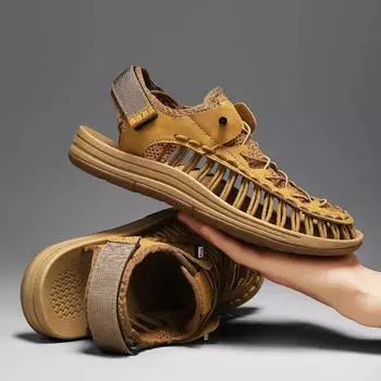 Модная мужская обувь ручной работы, дышащая повседневная пляжная обувь, удобные мужские сандалии, рабочая обувь для прогулок на открытом воздухе, Erkek Ayakkab 39 коричневый