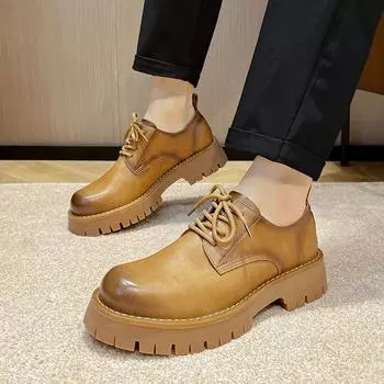 Модная мужская обувь ручной работы, повседневная кожаная обувь на шнуровке для мужчин, прогулочная обувь на плоской платформе, обувь для отдыха на открытом воздухе, лоферы, дышащие кроссовки 38 коричневый