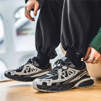 Модная мужская обувь, сетчатые кроссовки для бега, уличный стиль, повседневная обувь, кроссовки, мужская спортивная обувь на платформе 39 чёрный