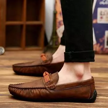 Модная мужская обувь Стильные кожаные мужские туфли для свадьбы Роскошные брендовые мужские мокасины Мокасины Дышащие классические туфли для вождения 39 чёрный