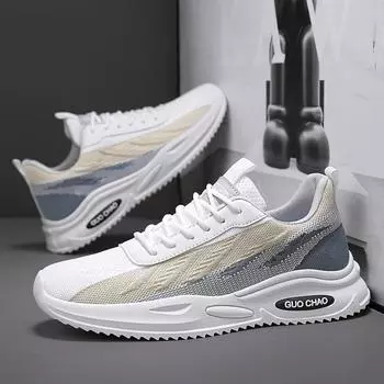 Модная мужская обувь, удобная повседневная обувь, дышащие кроссовки. 39 бежевый/синий