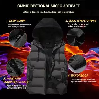 Модная мужская осенне-зимняя однотонная верхняя одежда с капюшоном, жилет, куртка, топы, блузка L чёрный