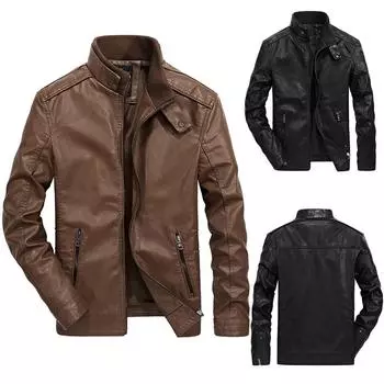 Модная мужская осенне-зимняя повседневная куртка с карманами на пуговицах из термокожи, верхнее пальто XXXL чёрный