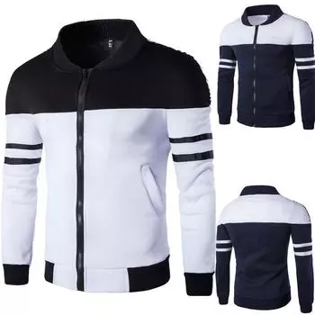 Модная мужская осенне-зимняя спортивная одежда на молнии в стиле пэчворк, пальто с длинным рукавом 2XL чёрный