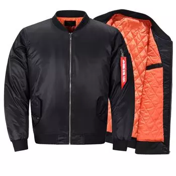 Модная мужская осенне-зимняя теплая повседневная куртка на молнии с длинным рукавом, пальто, топ M чёрный