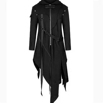 Модная мужская панк-рейв мужская антиутопическая апокалиптическая толстовка с капюшоном черная готическая крутая куртка для парня S чёрный