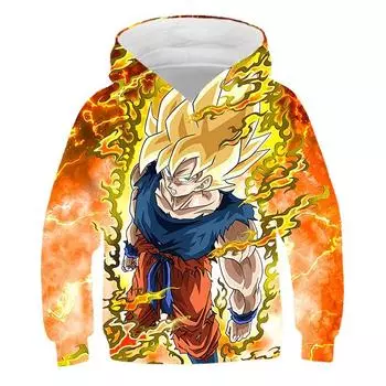 Модная мужская персонализированная мультяшная японская аниме-серия Dragon Ball, детская куртка с 3D-принтом, осенняя толстовка с капюшоном 2024 года 100CM