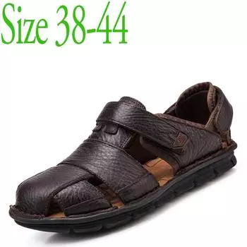 Модная мужская пляжная обувь высокого качества, сандалии из коровьей кожи для мужчин, мужские сандалии, летняя обувь в стиле ретро, сандалии из натуральной кожиlgb5 38 коричневый