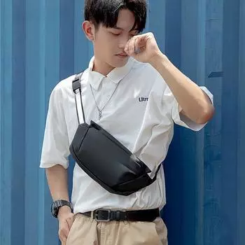 Модная мужская поясная сумка для отдыха на открытом воздухе, большая вместительная сумка для мобильного телефона, водонепроницаемая сумка через плечо на одно плечо чёрный