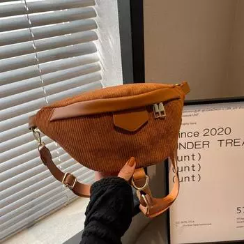 Модная мужская поясная сумка, однотонная сумка на ремне, поясная сумка на молнии, вельветовая сумка из искусственной кожи для уличных покупок на осень и зиму зелёный