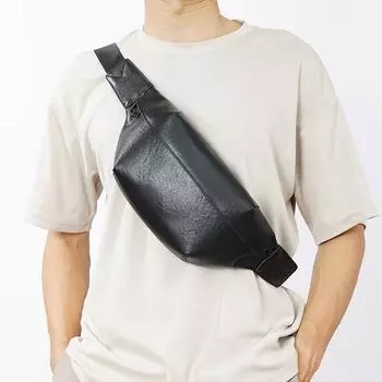 Модная мужская поясная сумка, простая двухцветная деловая повседневная нагрудная сумка из коровьей кожи растительного дубления, сумка через плечо чёрный