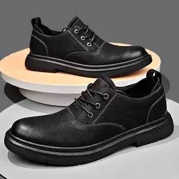 Модная мужская повседневная кожаная обувь 39 чёрный