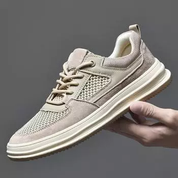 Модная мужская повседневная обувь для активного отдыха, удобная дышащая обувь Snakers из натуральной кожи, брендовая дизайнерская спортивная обувь для мужчин, теннисные туфли 38 песочный