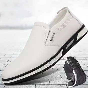 Модная мужская повседневная обувь, дышащая обувь для вождения, люксовый бренд 2024 года, модные высококачественные кожаные мокасины для мужчин на плоской подошве Zapatos De Hombre 38 белый