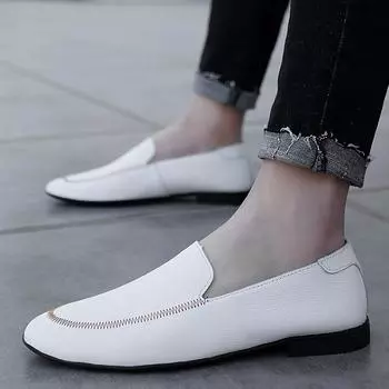 Модная мужская повседневная обувь, дышащие кожаные мокасины, деловая офисная обувь, мужские мокасины для вождения, удобные туфли без застежек, британский комфорт 37 коричневый