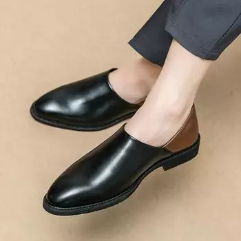 Модная мужская повседневная обувь из дышащей кожи, новые мокасины, деловая офисная обувь для мужчин, мокасины для вождения, удобные туфли для ходьбы 38 чёрный