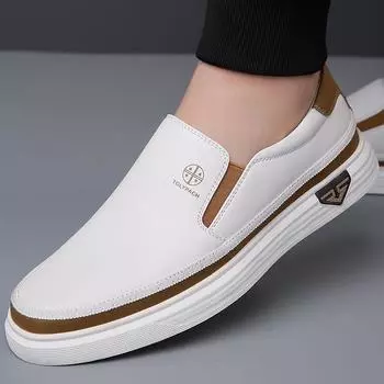 Модная мужская повседневная обувь из кожи для отдыха, универсальные мужские мокасины, мокасины ручной работы, дышащие туфли для вождения, обувь для отдыха и прогулок 38 чёрный