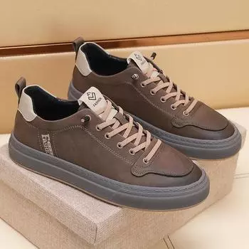 Модная мужская повседневная обувь из натуральной кожи, модная итальянская дизайнерская обувь, легкие нескользящие кроссовки для ходьбы для мужчин, удобные кроссовки для активного отдыха 38 серый