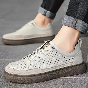 Модная мужская повседневная обувь из натуральной кожи, на шнуровке, для скейтбординга, мужские оксфорды, мокасины, дышащая мужская обувь для вождения, повседневные туфли на плоской подошве 37