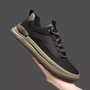 Модная мужская повседневная обувь класса люкс ручной работы дышащие кроссовки удобные шнурованные кроссовки для ходьбы спортивные кроссовки для бега теннис скейтбординг обувь 38 чёрный