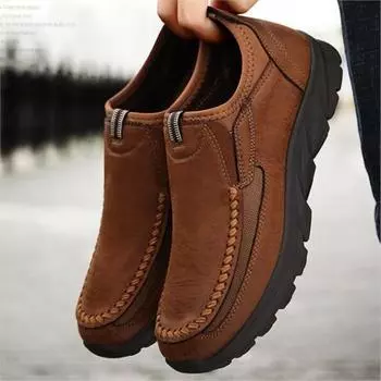 Модная мужская повседневная обувь, легкая мягкая подошва, удобные кожаные туфли без застежек, мужские мокасины, туфли для вождения, большой размер 39-48 D382 39