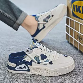 Модная мужская повседневная обувь, легкие полутапочки, дышащие мужские плоские спортивные туфли, кроссовки, удобные мокасины для вождения 39 синий