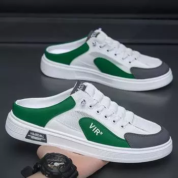 Модная мужская повседневная обувь, летние уличные тапочки для мужчин 2024 года, удобные дышащие мужские полуботинки на плоской подошве Chanclas Hombre 39 синий