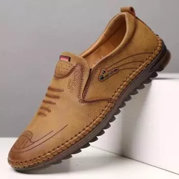 Модная мужская повседневная обувь Модная деловая кожаная обувь Мокасины с мягкой подошвой Нескользящие кроссовки для мужчин Обувь с выемками Zapatos 38 хаки
