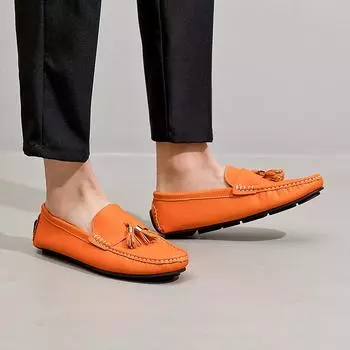 Модная мужская повседневная обувь Модная обувь Легкие мужские туфли из натуральной кожи с кисточками Мокасины Слипоны Мужские туфли на плоской подошве Мужская деловая обувь 38 жёлтый