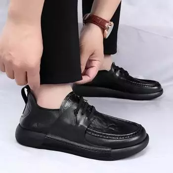 Модная мужская повседневная обувь Модная замшевая кожаная дизайнерская обувь весна-осень Кроссовки Sapato Masculino Zapatillas Hombre Мужская обувь 38 чёрный