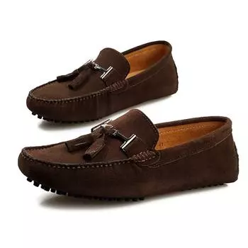 Модная мужская повседневная обувь Модные мужские кожаные мужские мокасины большого размера Мокасины Slip on Мужские туфли на плоской подошве Удобные туфли-лодочки Роскошь Высокое качество 38 кофейный