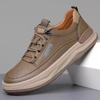 Модная мужская повседневная обувь Модные мужские туфли из натуральной кожи в ретро-британском стиле Мокасины мужские туфли-монки на плоской подошве для отдыха на открытом воздухе 38 чёрный