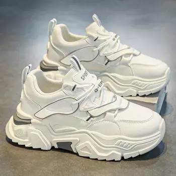 Модная мужская повседневная обувь, новый стиль, кроссовки на платформе, мужские панк-спортивные кроссовки для мужчин, баскетбольная обувь, мужской уличный стиль 2024 года 39 белый
