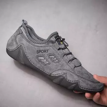 Модная мужская повседневная обувь песочно-серого цвета, весна-осень, повседневные замшевые кожаные кроссовки на шнуровке, обувь для молодых мужчин 2022 года, новейшие туфли на плоской подошве для отдыха на открытом воздухе 38