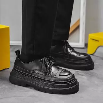 Модная мужская повседневная обувь с толстым дном и круглым носком в стиле ретро, универсальная обувь для мужчин, дизайнерская мужская повседневная обувь с индивидуальным дизайном 39 белый