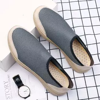 Модная мужская повседневная обувь с вырезами, дышащие мужские мокасины с сеткой, нескользящие, суперлегкие туфли на плоской подошве, классная летняя обувь, легкие туфли для вождения 38 серый