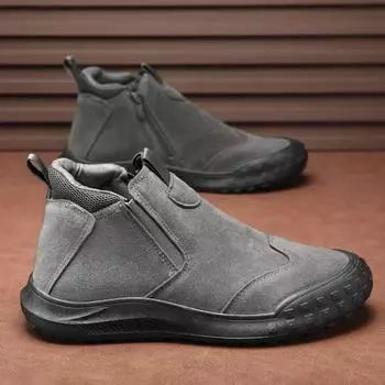 Модная мужская повседневная обувь с высоким берцем, модные мужские ботильоны без застежек, легкие, мягкие, удобные, мужские туфли с индивидуальным дизайном Zapatillas Hombre 39 серый