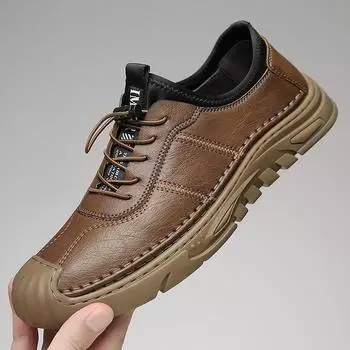 Модная мужская повседневная обувь, уличная кожаная дышащая удобная мужская обувь, повседневная обувь, роскошные брендовые весенние мужские кроссовки 38 чёрный