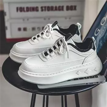 Модная мужская повседневная обувь, увеличивающая рост, модная спортивная обувь, нескользящая, модная, универсальная, легкая, износостойкая, повседневная обувь для мужчин 39 белый